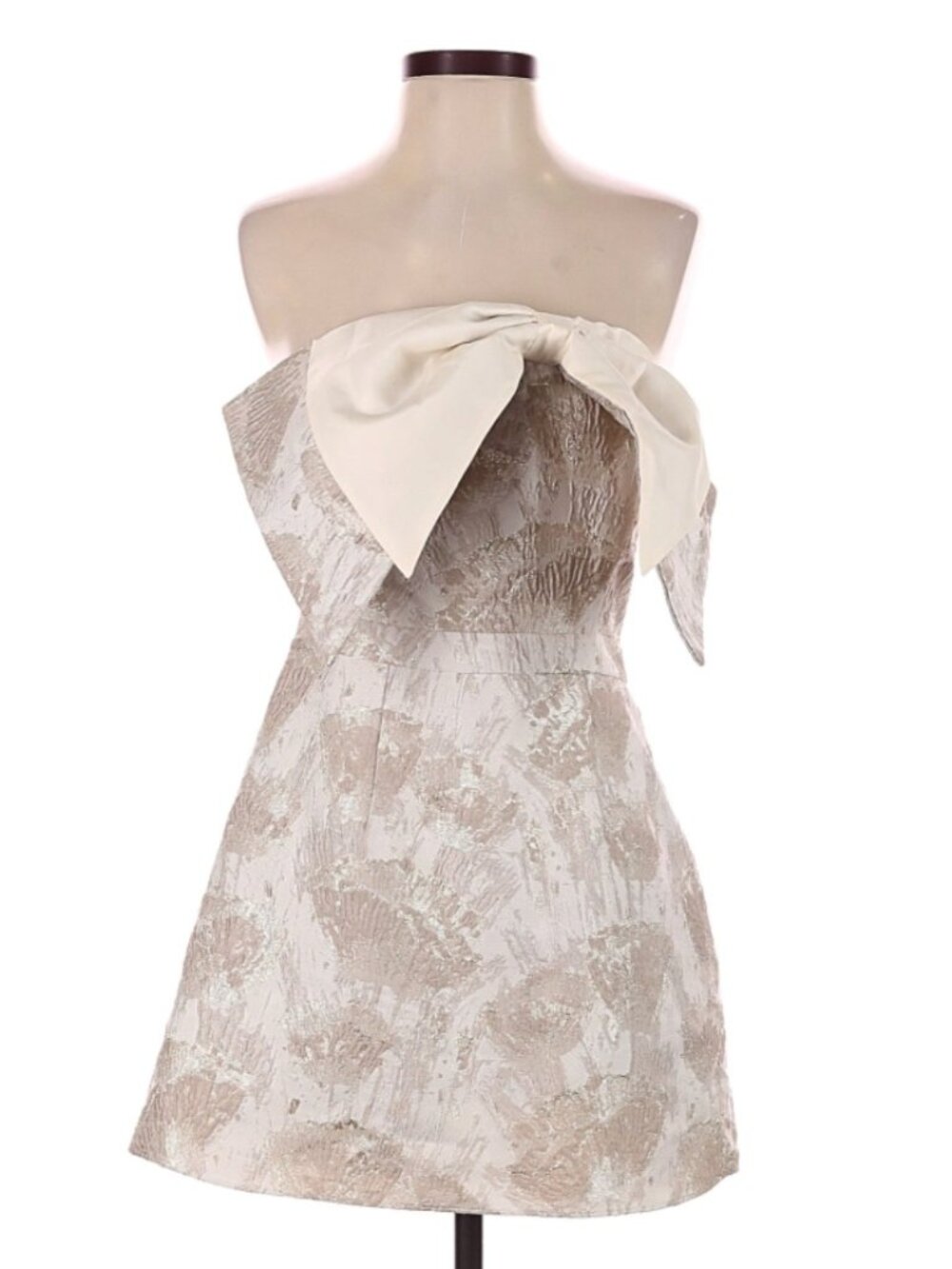 LoveShackFancy Jacquard Bow Strapless Mini Dress